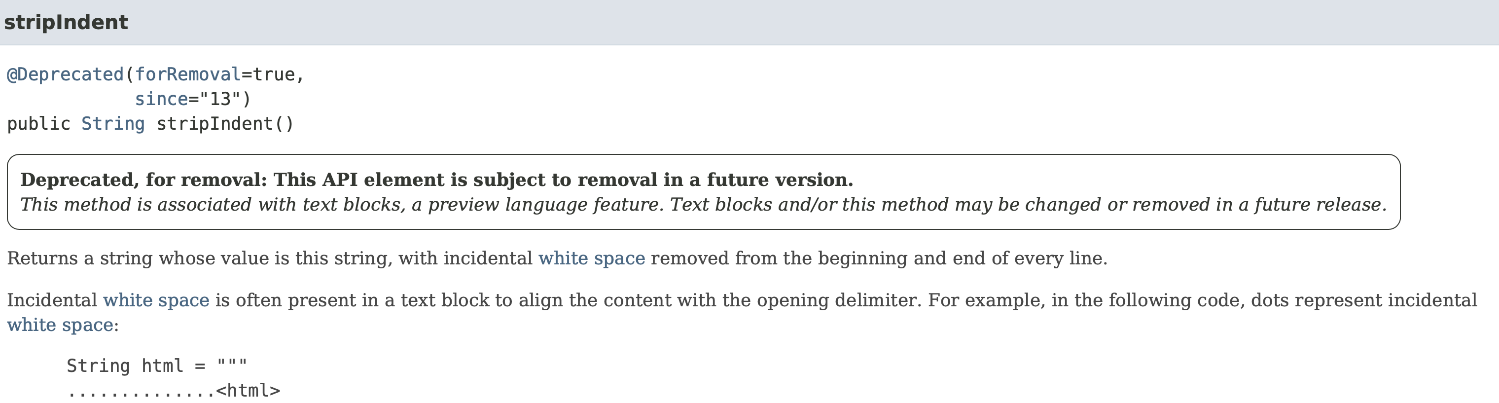 javadoc in Java 13